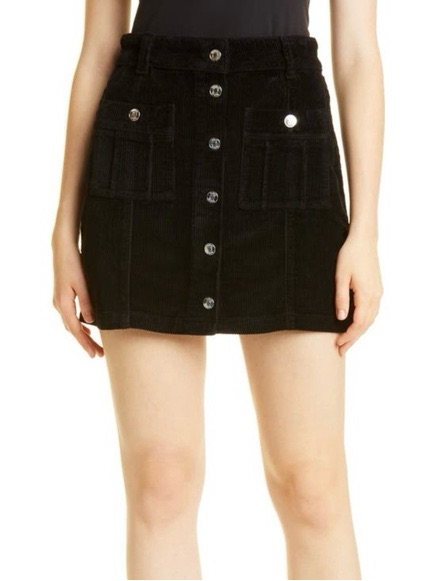 Nwt Ba&Sh Dora Black Corduroy Denim Button Mini Skirt